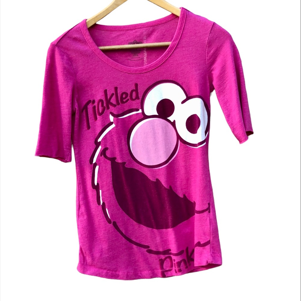 Elmo Tickled Pink Tee Shirt Girl's Sleeve Pink Sz. Small